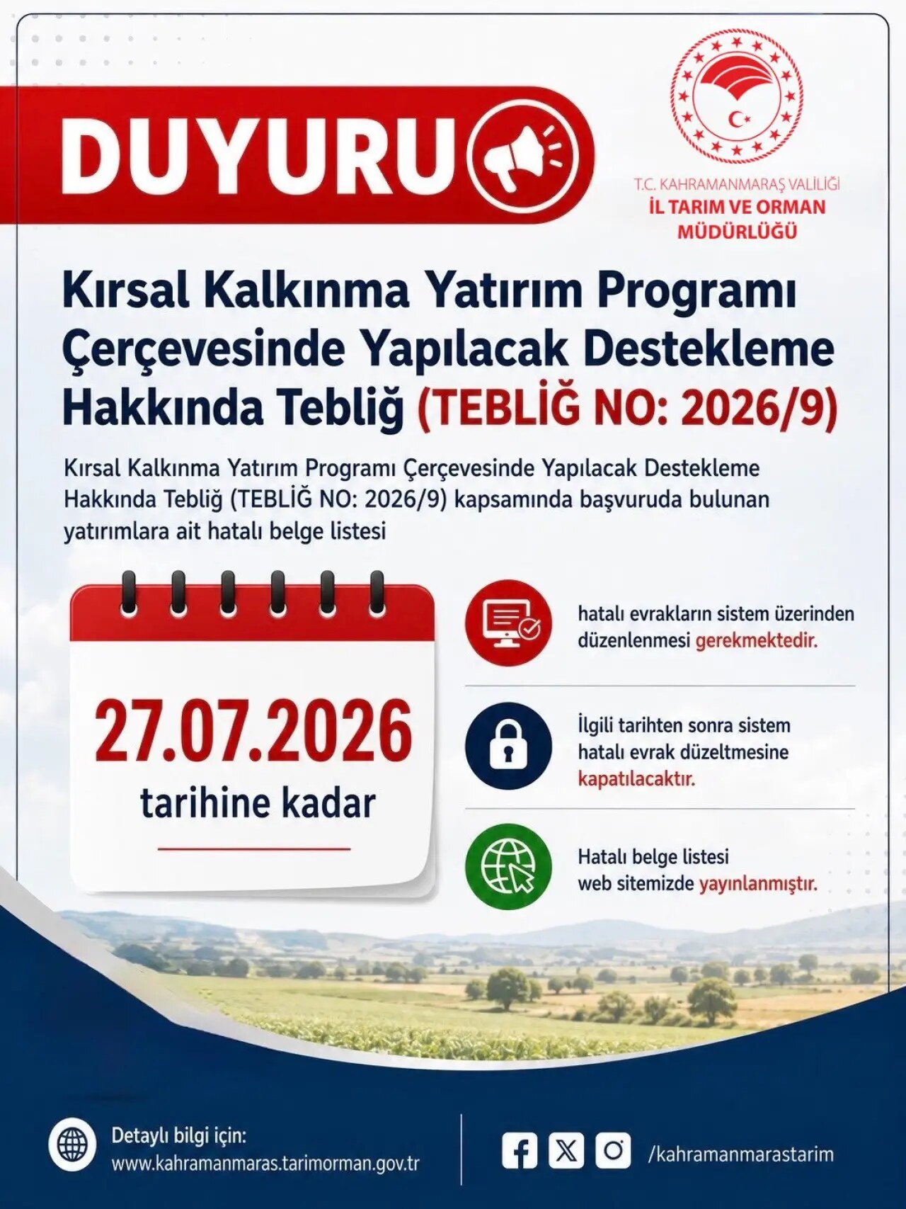 Tarım Destek Başvurusu Yapanlar Dikkat! 27 Temmuz Uyarısı
