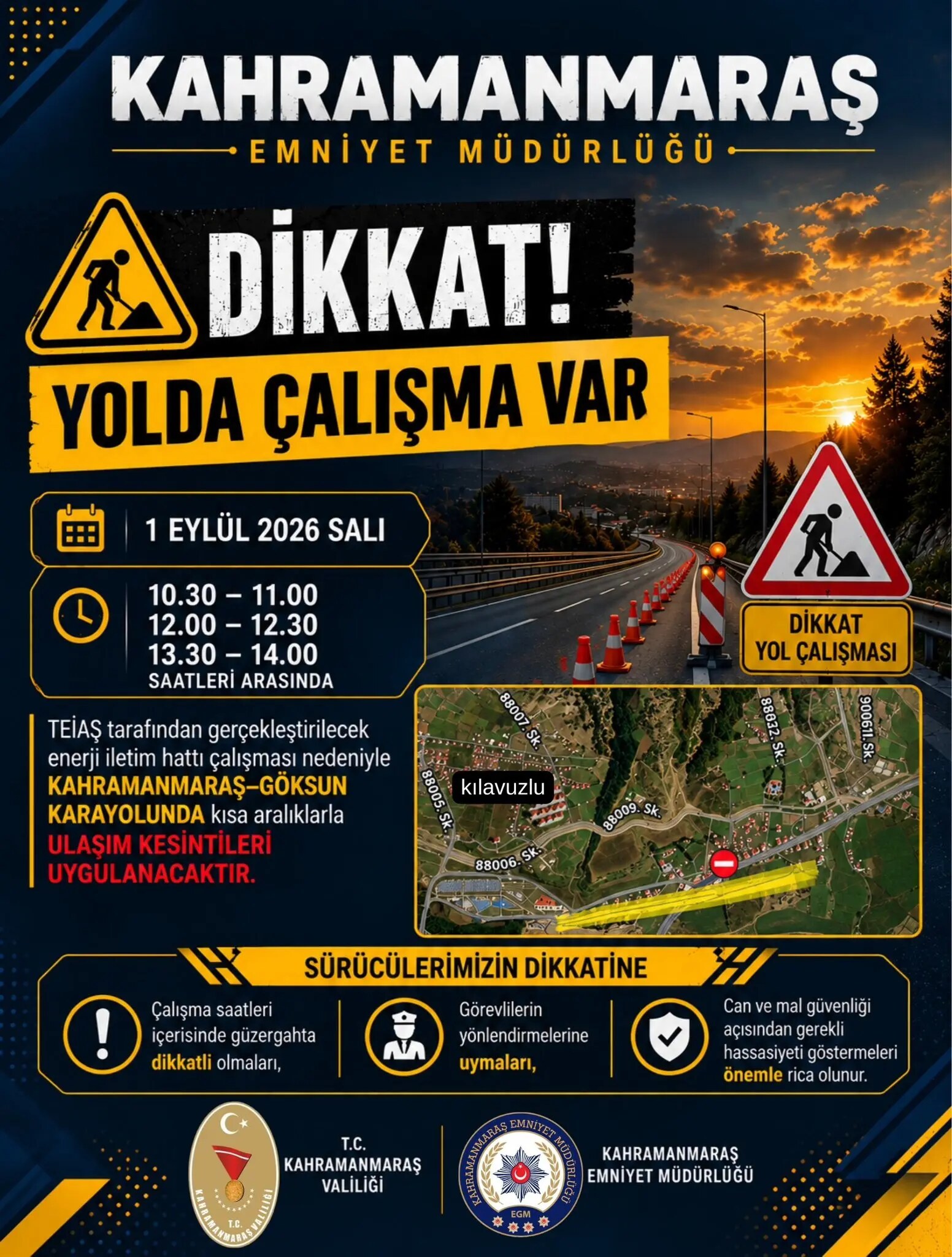 Kahramanmaraş-Göksun Yolunda Bugün Ulaşım Aksayacak
